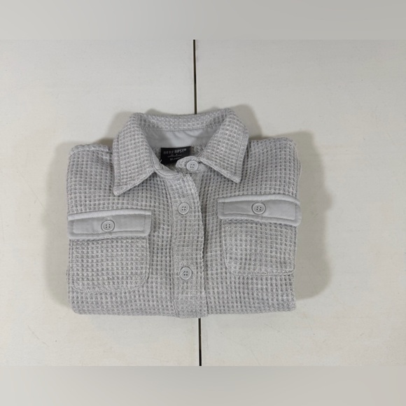 Little Bipsy Size 18-24MO Gray Waffle Thermal Button Up Shirt Toddler Baby - Picture 9 of 9